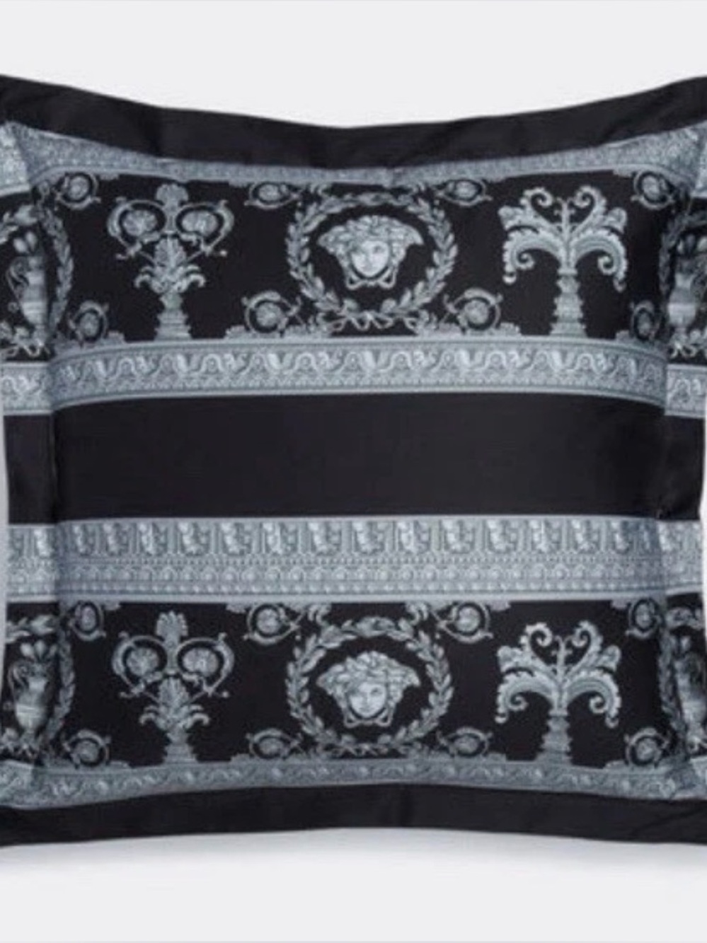 Versace Black Shirt with Silver-Gray Baroque Medallions